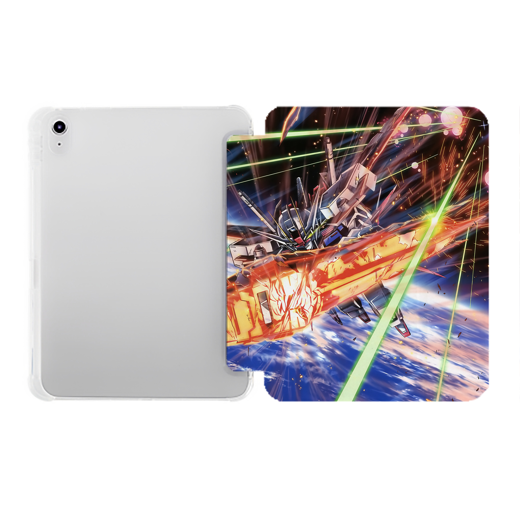 （画像用） 機動戦士ガンダム Mobile Suit Gundam IPad ケース ペン収納付き 三つ折りスタンド PUレザー×シリコン 対応機種9.5/10.5/10.9インチ
